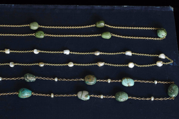 Turquoise & Freshwater Pearl Long Necklace – ARCHIVES Toronto