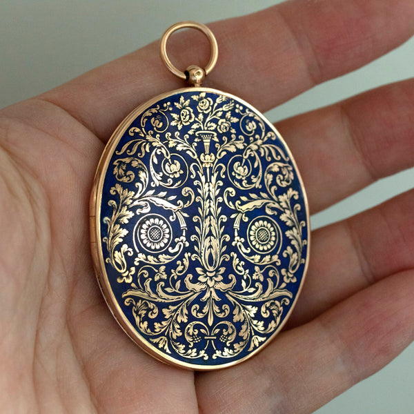 Antique French Blue Enamel Locket