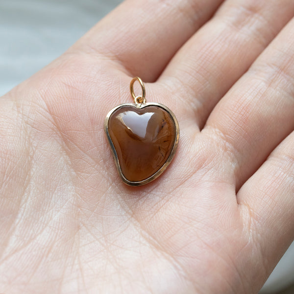Late 19th Century Agate Witch's Heart Pendant