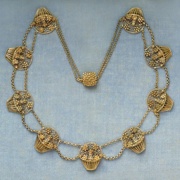 Mid-Victorian Flower Basket Necklace