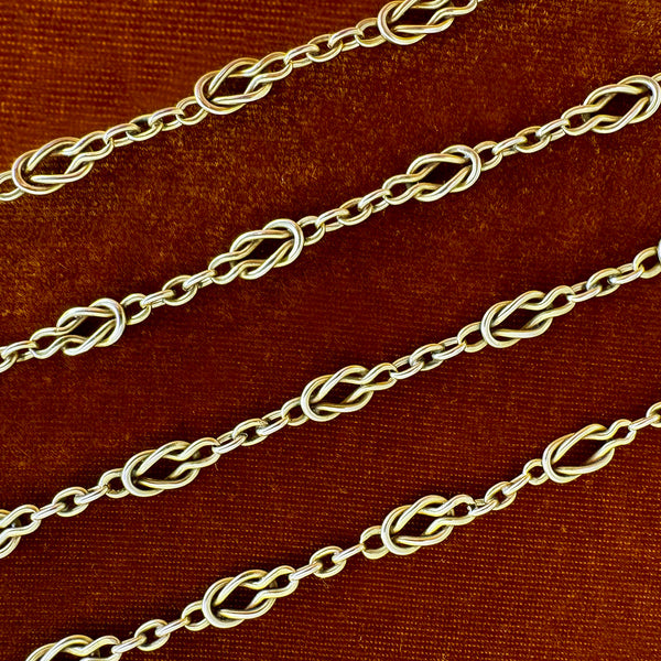 Late Victorian 'Lovers Knot' 18k Gold Chain