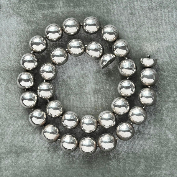 Chunky Vintage Sterling Silver Bead Necklace