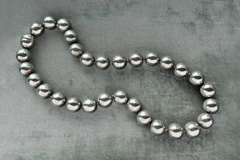 Chunky Vintage Sterling Silver Bead Necklace