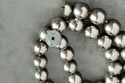 Chunky Vintage Sterling Silver Bead Necklace