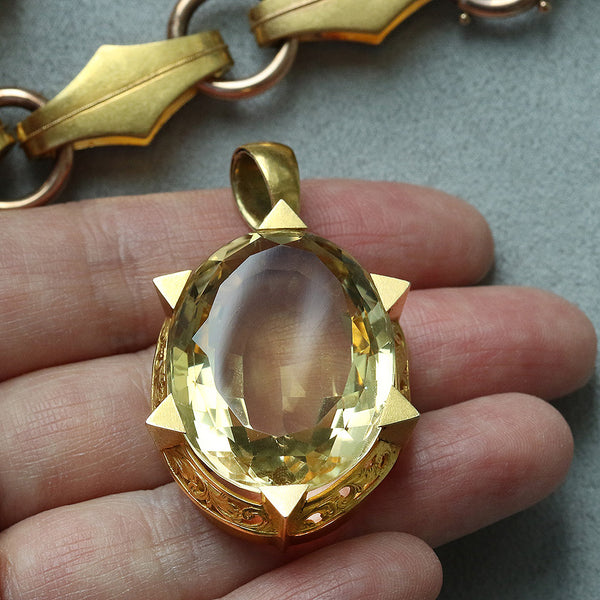 Mid-Victorian 'SUNSHINE' Citrine Pendant