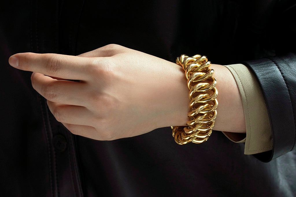 Vintage Italian 18k Gold Panther-Link Bracelet | 7