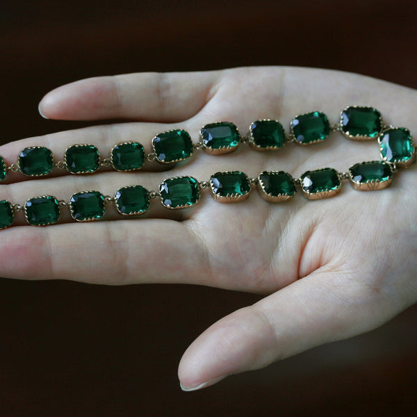 Georgian Green Emerald Paste Rivière Necklace