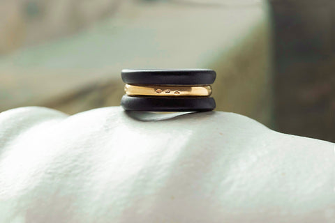 French Wood & Gold Ring