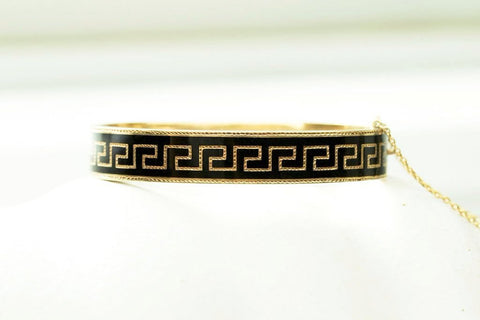 Victorian Greek Key Enamel Bangle