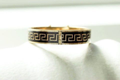 Victorian Greek Key Enamel Bangle