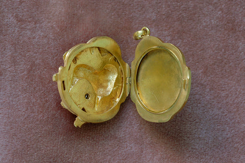 Art Nouveau Dog Locket with Diamond