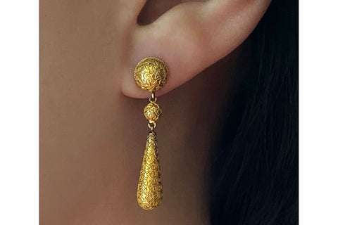 Victorian Gold Torpedo Drop Earrings