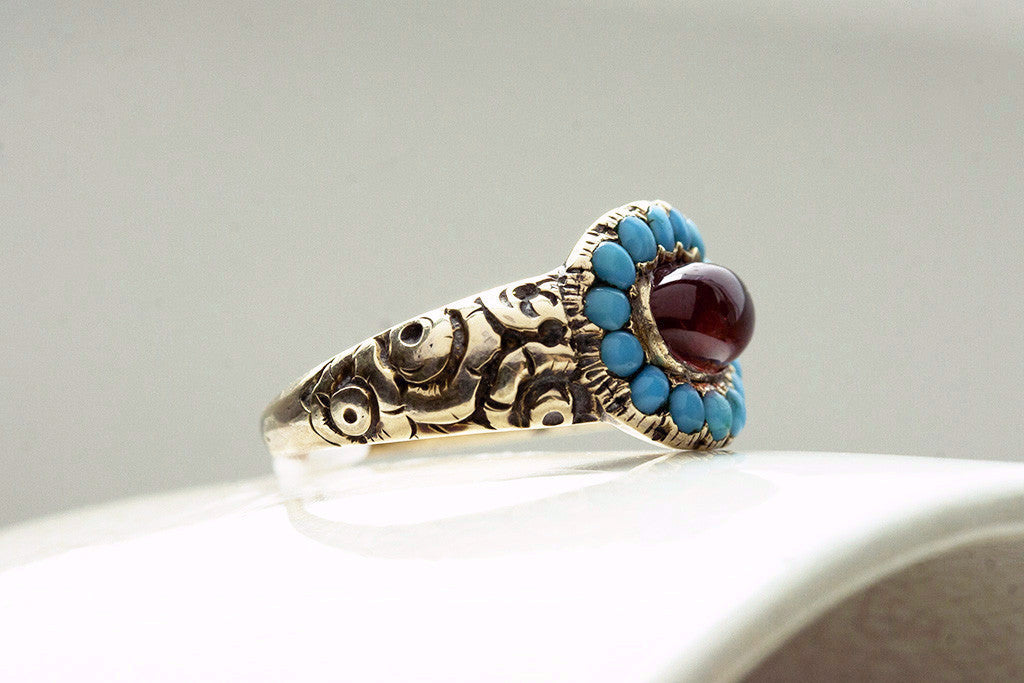 Garnet and deals turquoise ring