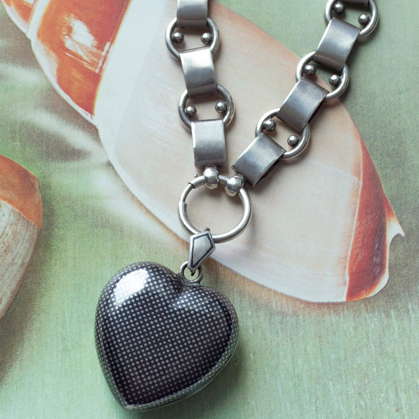 Chunky Niello Heart Locket