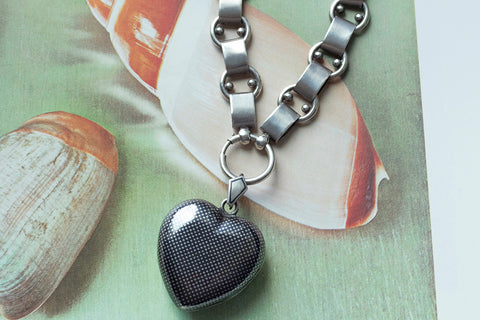 Chunky Niello Heart Locket