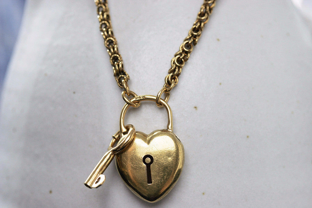 Gold Padlock Necklace - Key
