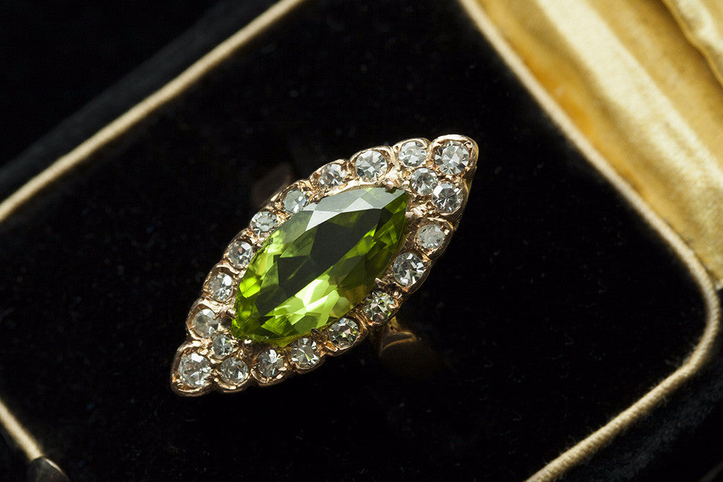 Marquise cut store peridot ring