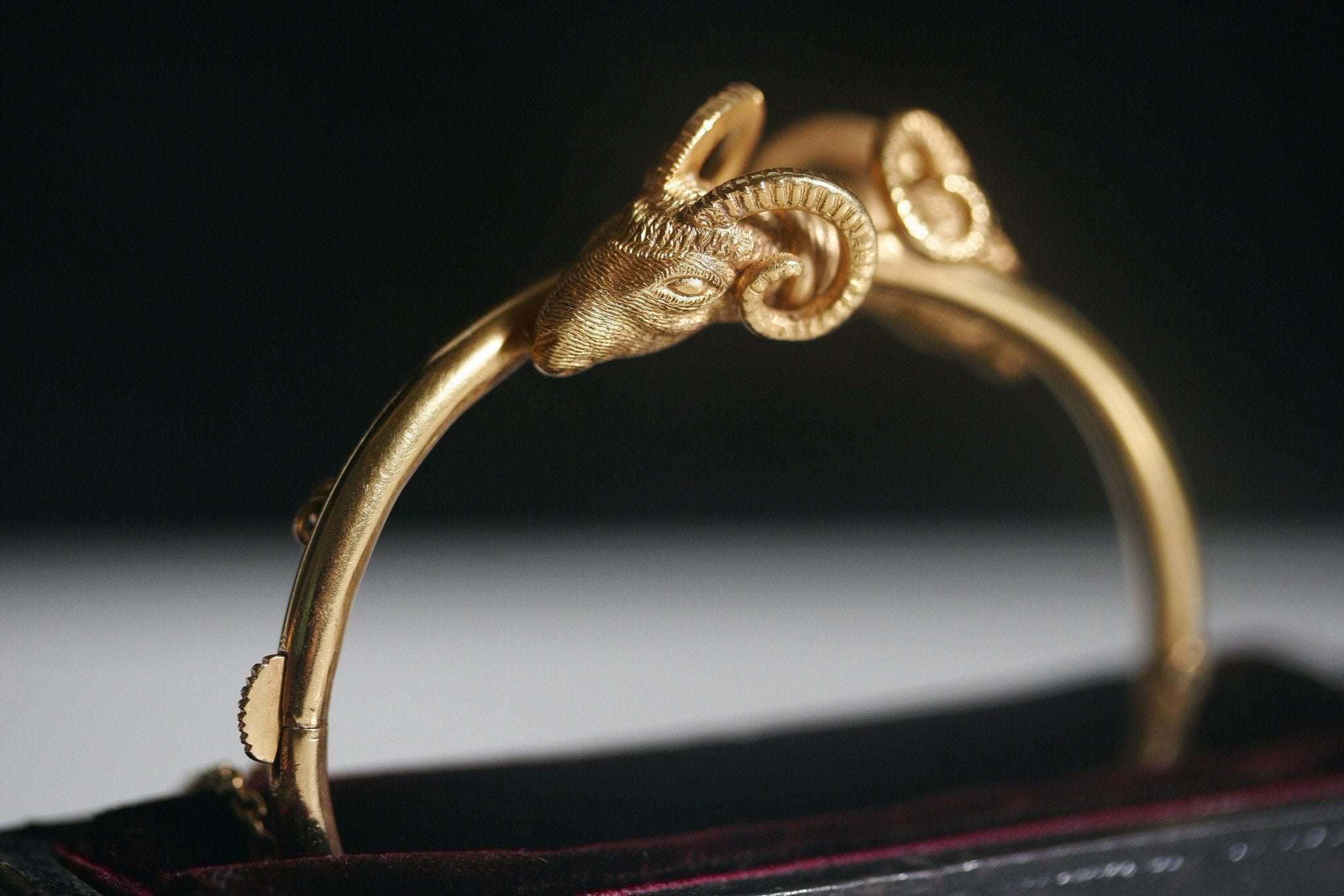 Victorian-Style Rams Head Bangle Bracelet