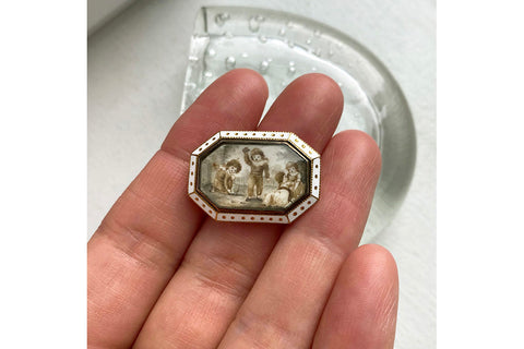 Georgian White Enamel Sepia Miniature 