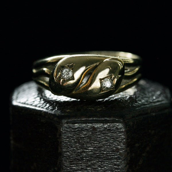 Edwardian Diamond and Gold Snake Ring