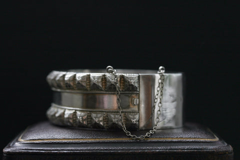 Late Victorian Sterling Studded Bangle