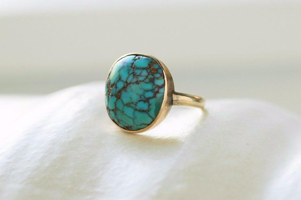 Turquoise Studded Silver Ring - Buy Womens Turquoise Rings | IshqMe
